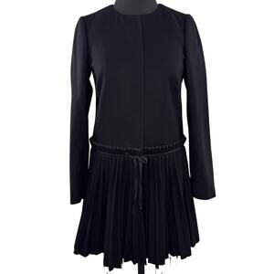 RED Valentino Wool Coat w/Accordion-Pleated Tie-Waist Party/Cocktail Sz 40 $995